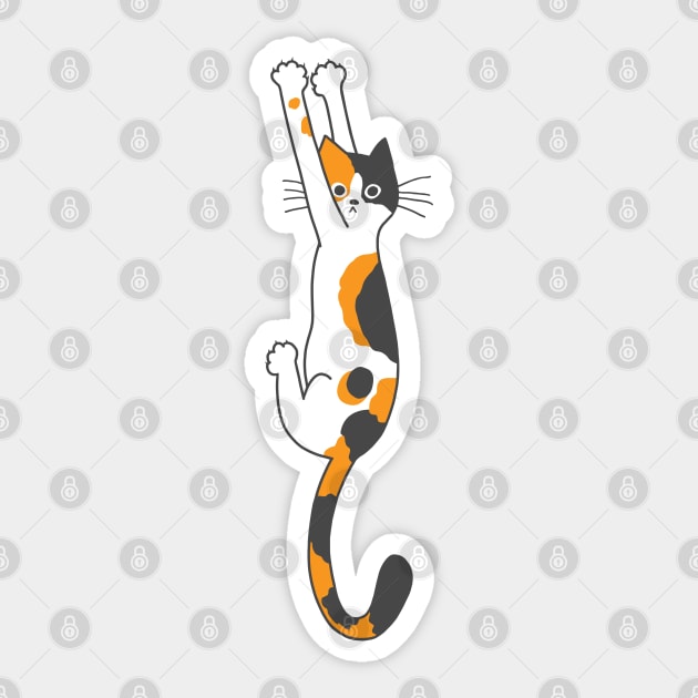 Calico Cat Hanging On Sticker by Coffee Squirrel